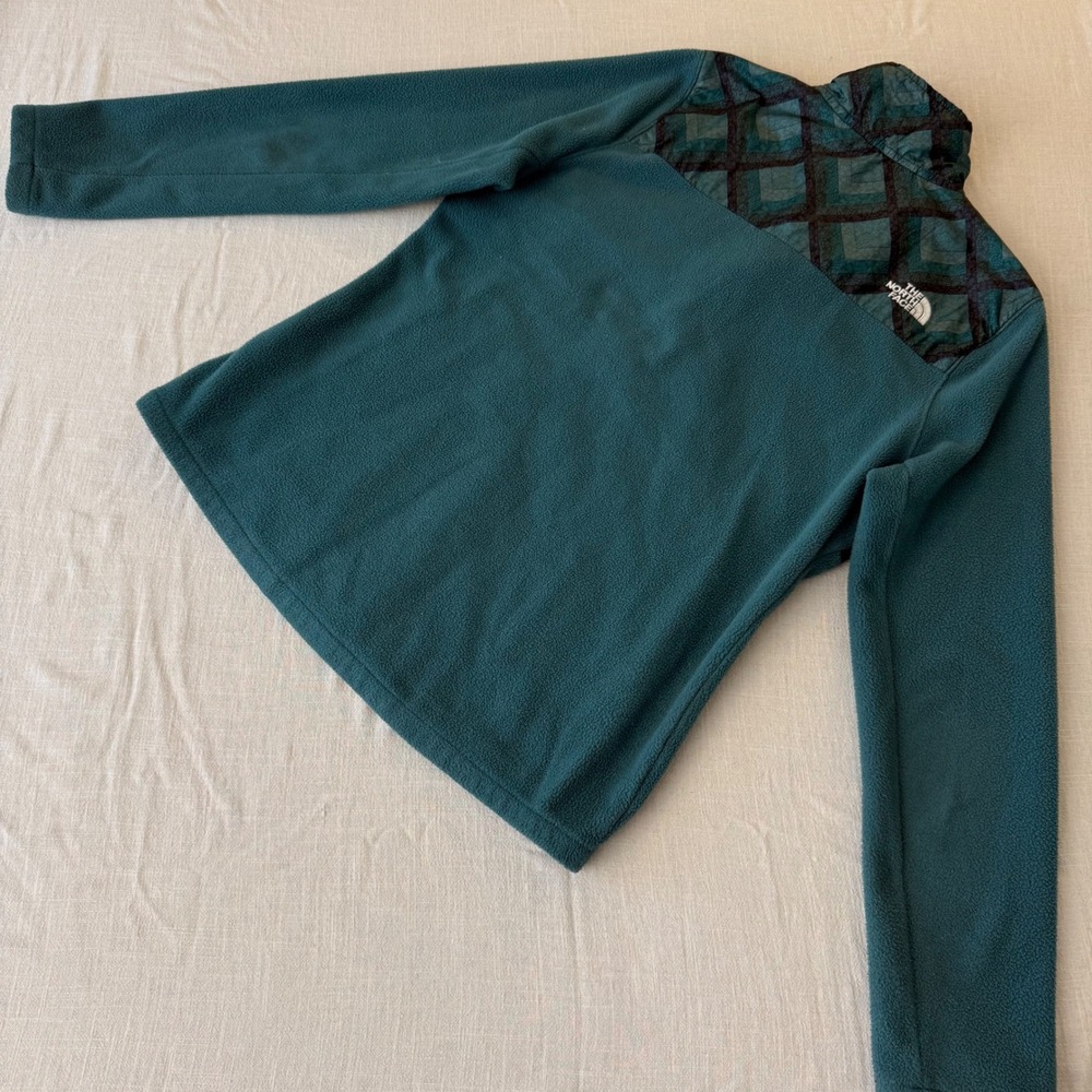 The North Face Womens Teal Geometric Print Quarter Zip Fleece Pullover Medium - Picture 10 of 11